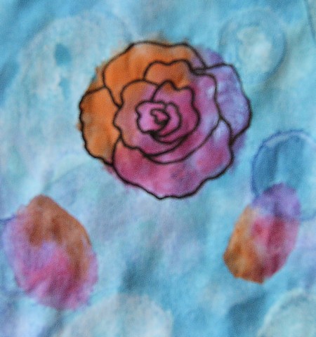 Watercolor Roses Birthday Card - with the black pen draw the petals on the large rose