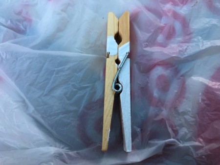 Bride and Groom Clothespin Decor - paint a white shirt on one side of the clothespin and a gown on the other