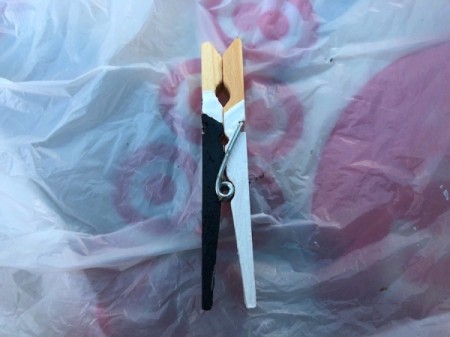 Bride and Groom Clothespin Decor - paint on the black tux