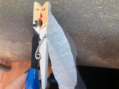 Bride and Groom Clothespin Decor - cut a similar sized piece of white tulle and glue to the tissue