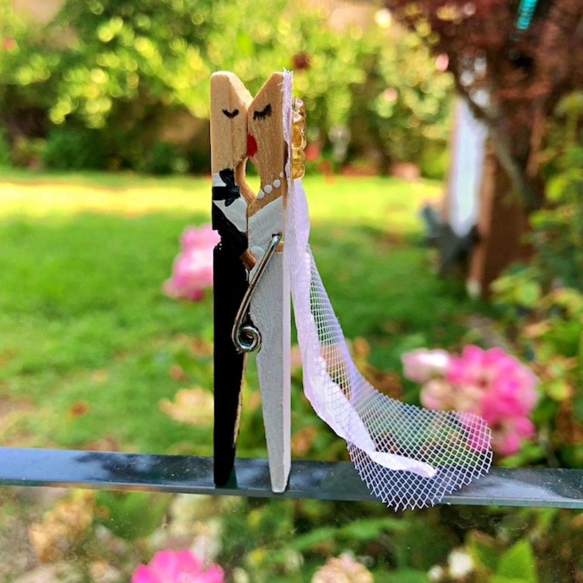 Making a Bride and Groom Clothespin Decor | My Frugal Wedding