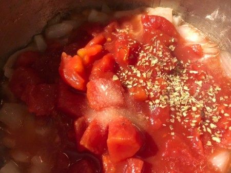 chopped tomatoes, herbs and onions