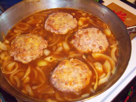 patties added back to pan