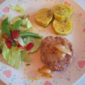 French Onion Salisbury Steak on dinner plate