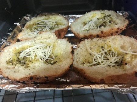 garlic bread on tray