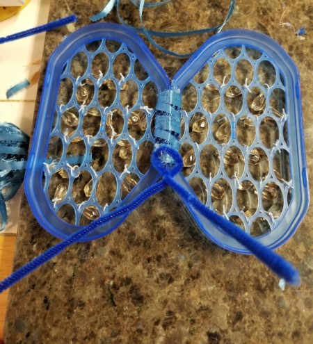Butterfly Suncatcher Using Unique Lids - add chenille antennae
