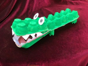 Egg Carton Alligator - finished egg carton gator