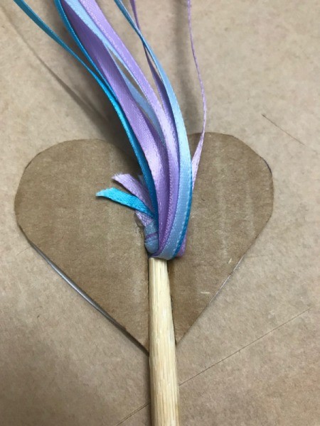 Ribbon Wand - glue chopstick in place