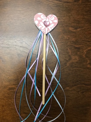 Ribbon Wand - finished wand on tabletop