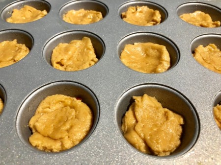 Peanut Butter Cookie doug in mini muffin tins