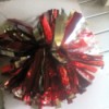DIY Cheering Pom Poms  - finished red and silver pom pom
