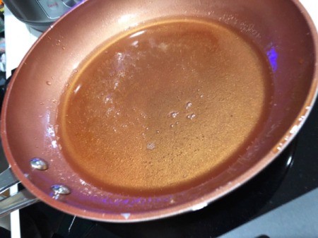 sugar and water in pan