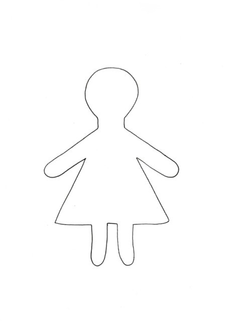 Flower Girl Kid Collage Activity - outline drawing