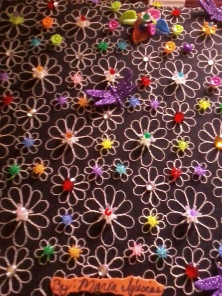 Baby Photo Album - open petal flower decorations and a purple dragonfly