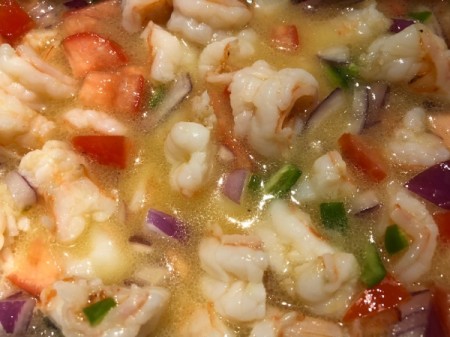 Shrimp Ceviche in bowl marinading