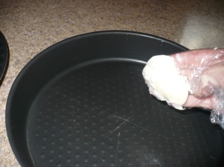 greasing baking pan