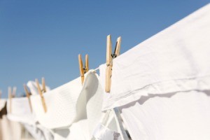 White clothes drying on the line.