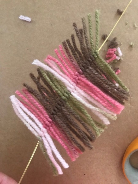 Recycled Cardboard Ring and Yarn Dreamcatcher - trim ends to even up