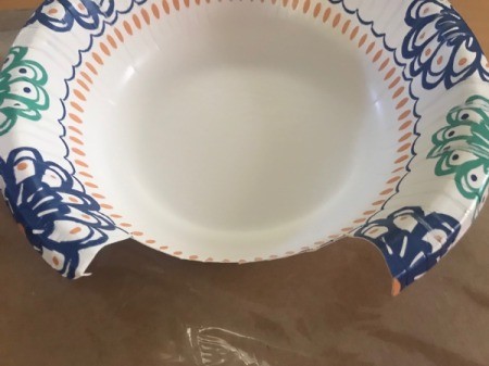 Recycled Cardboard Ring and Yarn Dreamcatcher - remove a section of the paper bowl