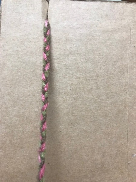 Recycled Cardboard Ring and Yarn Dreamcatcher - braid the yarn