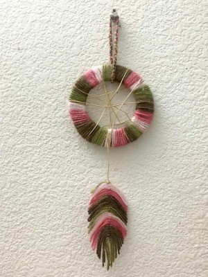 Recycled Cardboard Ring and Yarn Dreamcatcher - hanging dreamcatcher