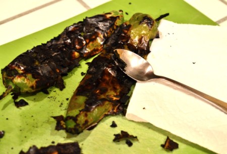 removing blackened skins from peppers