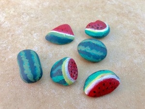 Watermelon Stone Paperweights - finished watermelon stones