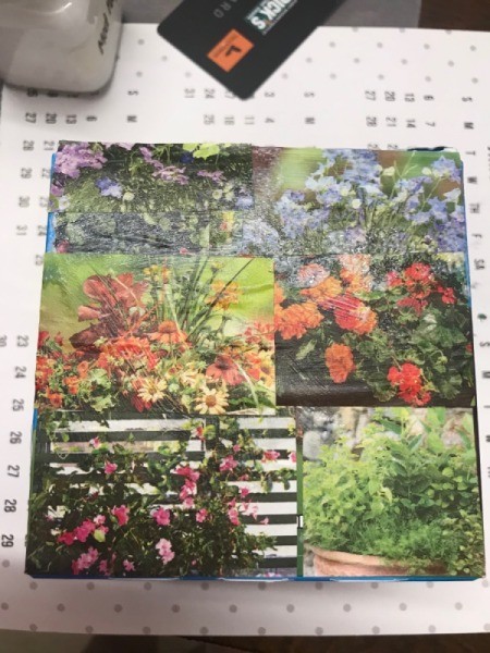 Recycled Ice Cream Box into Giftbox - create a collage of flowers