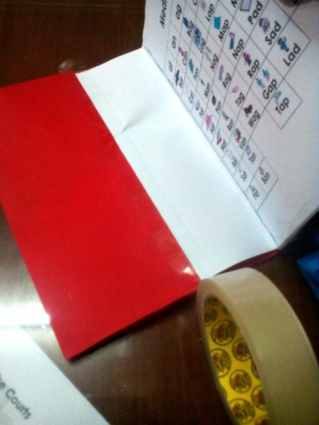 Starter Reading Notebook - tape the notebook to the cover to secure
