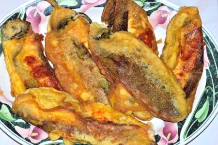 cooked breaded peppers