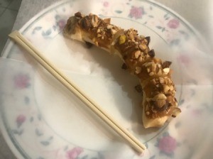 Chocolate Nut Banana Sushi on plate