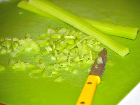 chopping celery