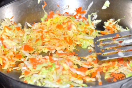 cooking cabbage and carrots
