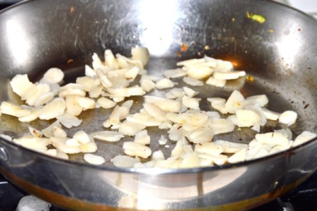 cooking garlic in pan