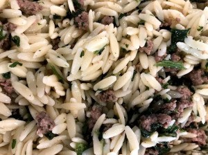 Spinach Beef With Orzo pasta