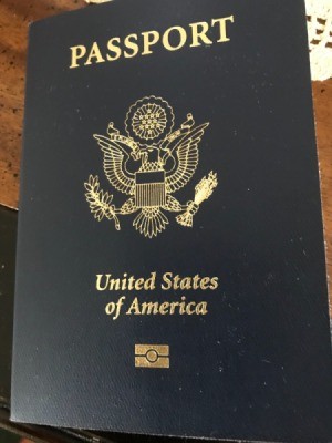 A United States of America official passport for international travel.