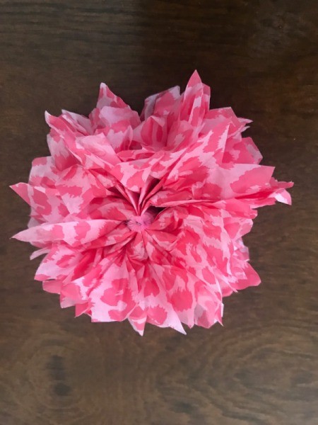 Wrapping Paper and Bow Made from Packaging Items - tissue paper flower