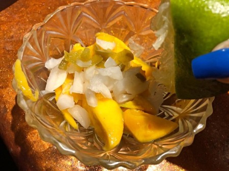 Mango Jalapeno and onion in bowl