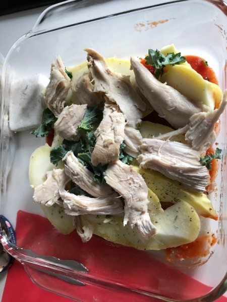 chicken added to pasta