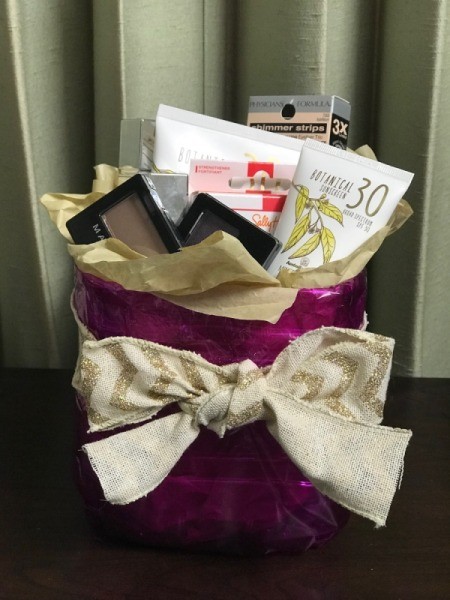 Upcycled Water Jug Gift Basket - tie a bow