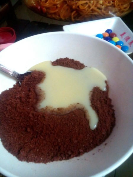 mixing coco and milk