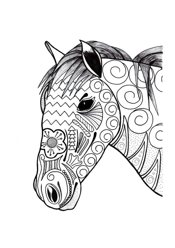 Ornamental Horse Adult Coloring Page | ThriftyFun