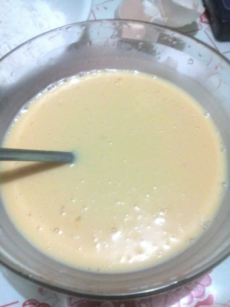 mixing milk and eggs