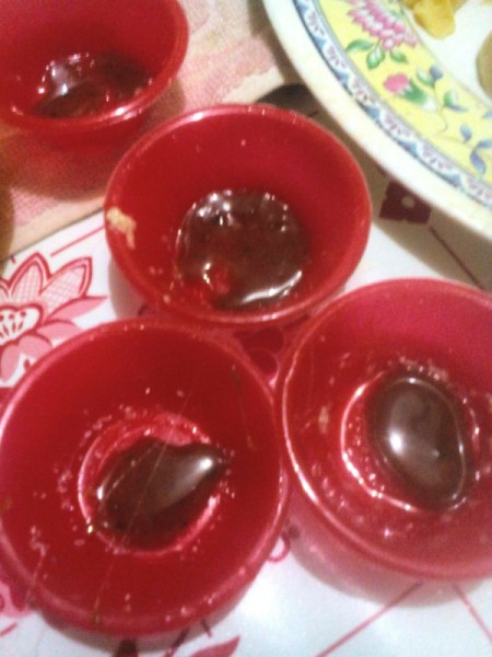 drop of caramel in molds