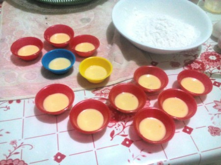 molds filled with milk mixture
