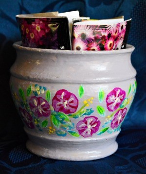 Gardener's Floral Gift Box - decorated pot with seed packets ready to gift