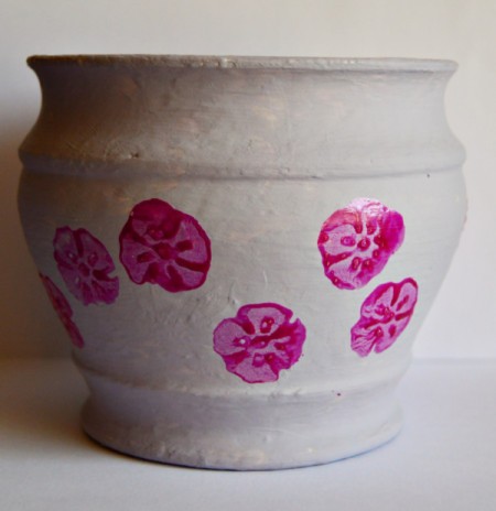 Gardener's Floral Gift Box - use the foam stamp and glass glaze to add flowers randomly around the pot