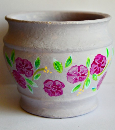 Gardener's Floral Gift Box - add small flowers using yellow acrylic paint