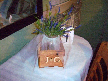 Natural Centerpiece for Wedding or Parties - decoration on a cloth covered table