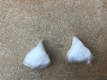 Cotton Ball Kitty - create ears from 1/4 of a cotton ball